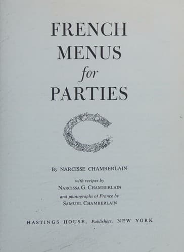 Tapa de French menus for parties