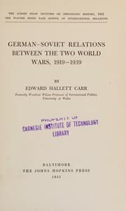 Tapa de German-Soviet Relations Between the Two World Wars 1919-1939