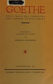 Tapa de Goethe Neue Folge Des Jahrbuchs Der Goethe-Gesellschaft