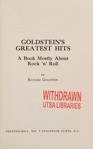 Tapa de Goldstein's greatest hits