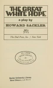 Tapa de The great white hope, a play