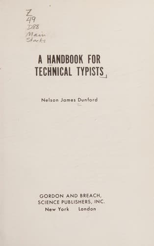 Tapa de A handbook for technical typists