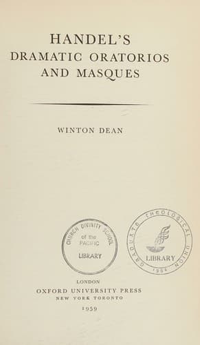 Tapa de Handel's dramatic oratorios and masques.