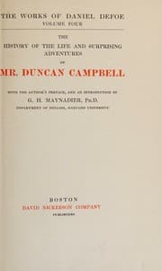 Tapa de History of the Life and Adventures of Mr. Duncan Campell