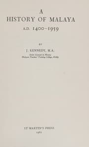 Tapa de A history of Malaya, A.D. 1400-1959