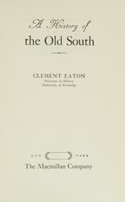 Tapa de A History Of The Old South - 2nd. Ed.