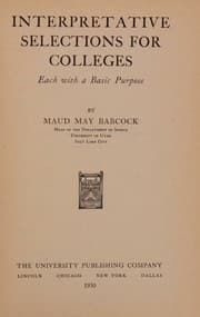 Tapa de Interpretative Selections for Colleges, Each with a Basic Purpose