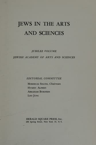Tapa de Jews In The Arts And Sciences.