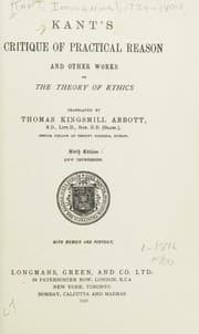 Tapa de Kant's Critique of practical reason and other works on the theory of ethics