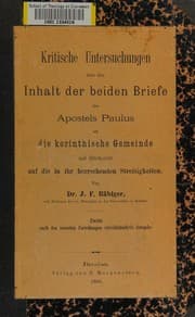 Tapa de Kritische Untersuchungen über den Inhalt der beiden Briefe des Apostles Paulus an die korinthische Gemeinde
