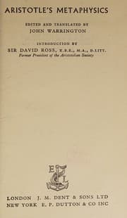 Tapa de Metaphysics. Edited and tr. by John Warrington. Introduction by D. Ross. [Everyman's Library, no. 1000]. Dent. 1956