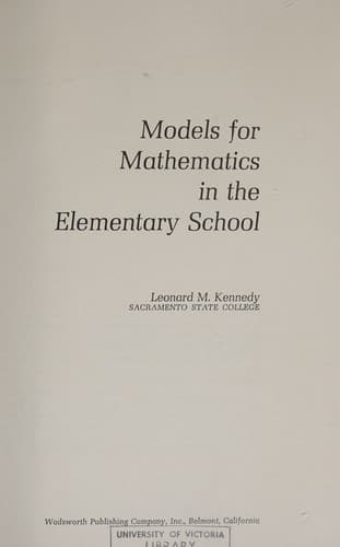 Tapa de Models for mathematics in the elementary school