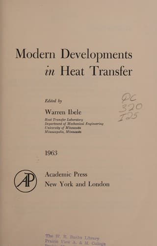 Tapa de Modern Developments in Heat Transfer