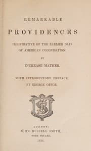 Tapa de Remarkable providences illustrative of the earlier days of American colonisation