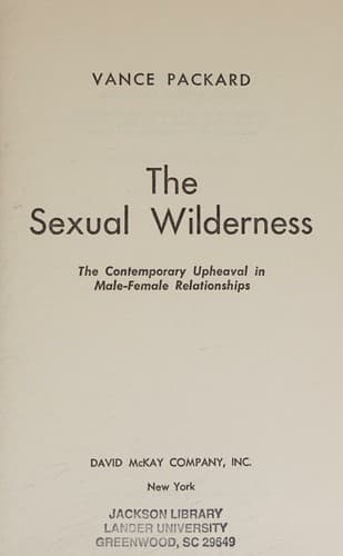 Tapa de The sexual wilderness;