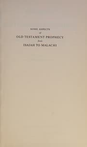 Tapa de Some Aspects of Old Testament Prophecy from Isaiah to Malachi