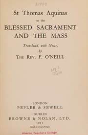 Tapa de St. Thomas Aquinas on the Blessed Sacrament and the Mass