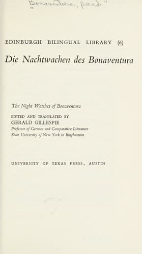 Tapa de Die Nachtwachen des Bonaventura.