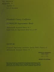 Tapa de $2,540,882.30 improvement bonds, McKinleyville assessment district no. 1 issued under the Improvement Bond Act of 1915 and $31,957.40 certificate representing assessments against public property in McKinleyville assessment district no. 1