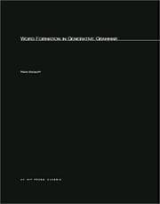 Tapa de Word Formation in Generative Grammar (Linguistic Inquiry Monographs)