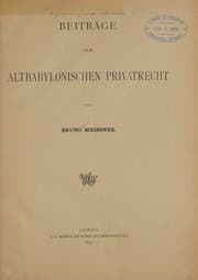 Tapa de Beiträge zum Altbabylonischen Privatrecht