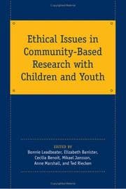 Tapa de Ethical Issues in Community-Based Research with Children and Youth
