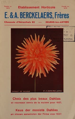 Tapa de Choix des plus beaux dahlias et noueveaux semis de la maison pour 1937
