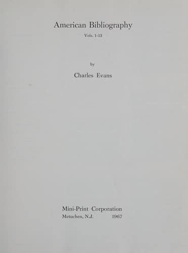 Tapa de American Bibliography Vol. 1-13