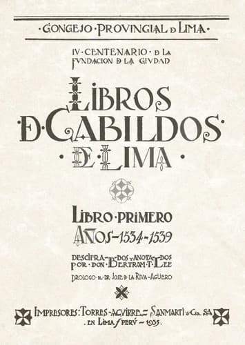 Tapa de Libros de Cabildos de Lima.