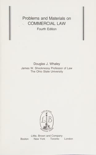 Tapa de Problems and materials on commercial law