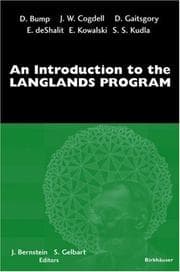 Tapa de An introduction to the Langlands program