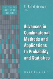 Tapa de Advances in Combinatorial Methods in Probability & Statistics (Statistics for Industry and Technology)