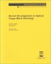 Tapa de Recent developments in optical gauge block metrology