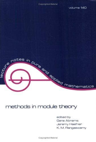 Tapa de Methods in Module Theory (Lecture Notes in Pure and Applied Mathematics)