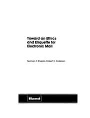 Tapa de Toward an ethics and etiquette for electronic mail
