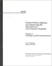 Tapa de Federal Policy Options for Improving the Education of Low-Income Students, Volume 1