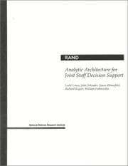 Tapa de Analytic architecture for Joint Staff decision support