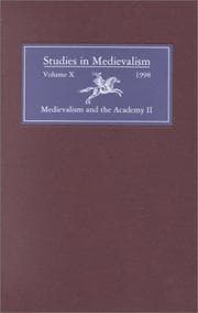 Tapa de Studies in Medievalism X (1998): Medievalism and the Academy II: Cultural Studies (Studies in Medievalism)