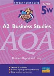 Tapa de Business Studies AQA A2 Unit 5W (Student Unit Guides)