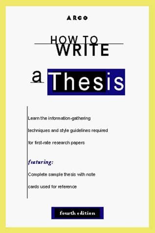 Tapa de How to Write a Thesis 4E (How to Write a Thesis, 4th ed)