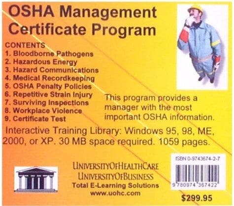 Tapa de OSHA Management Certificate Program