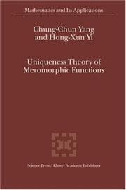 Tapa de Uniqueness theory of meromorphic functions