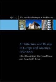 Tapa de Architecture and design in Europe and America, 1750--2000
