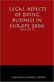 Tapa de Legal Aspects of Doing Business in Europe - Volume III