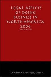 Tapa de Legal Aspects of Doing Business in North America - Volume III