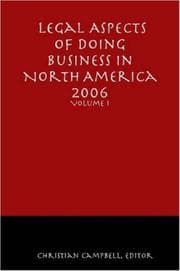Tapa de Legal Aspects of Doing Business in North America - Volume I
