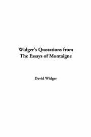 Tapa de Widger's Quotations from the Essays of Montaigne