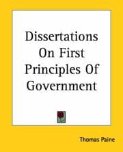 Tapa de Dissertations On First Principles Of Government