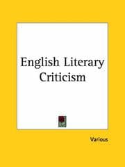 Tapa de English Literary Criticism