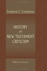 Tapa de History of New Testament criticism